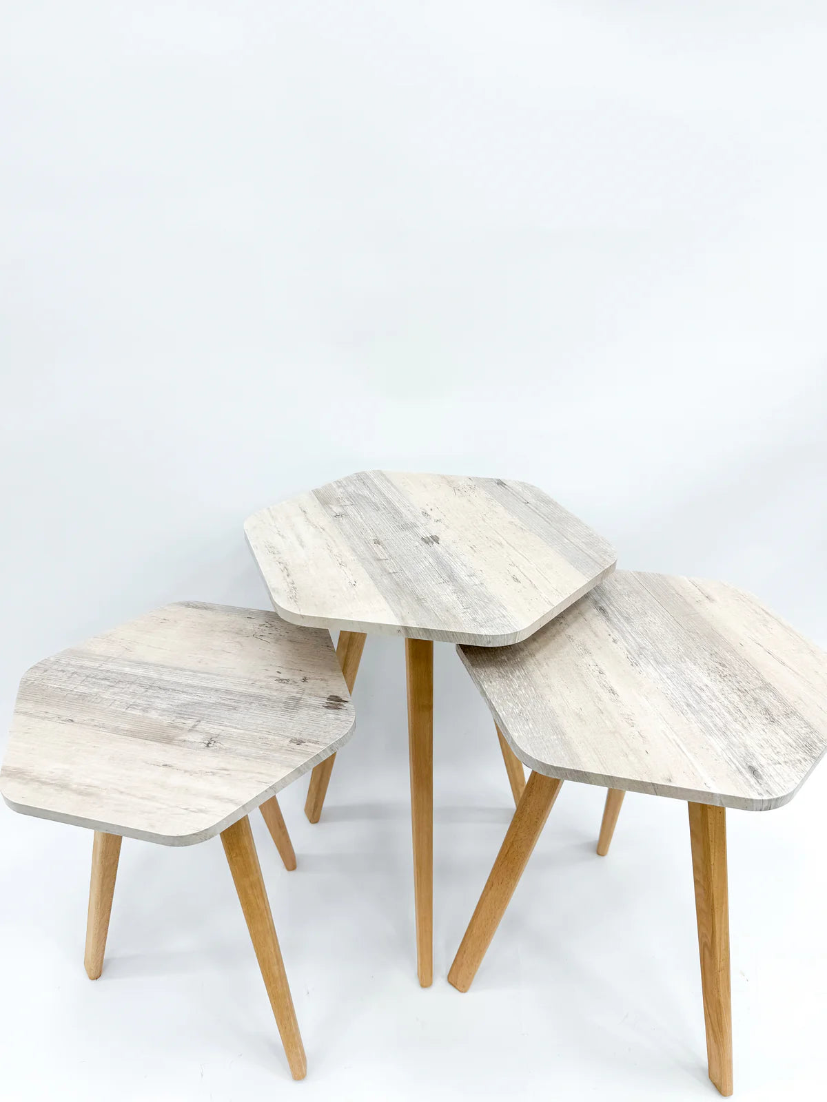 Modern wood effect nesting table set