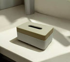Elegant Two-Tone Leather Tissue Box Holder