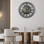 Vintage Industrial Gear Clock – Metal Roman Wall Art with Real Moving Gears | Luxury Statement Timepiece