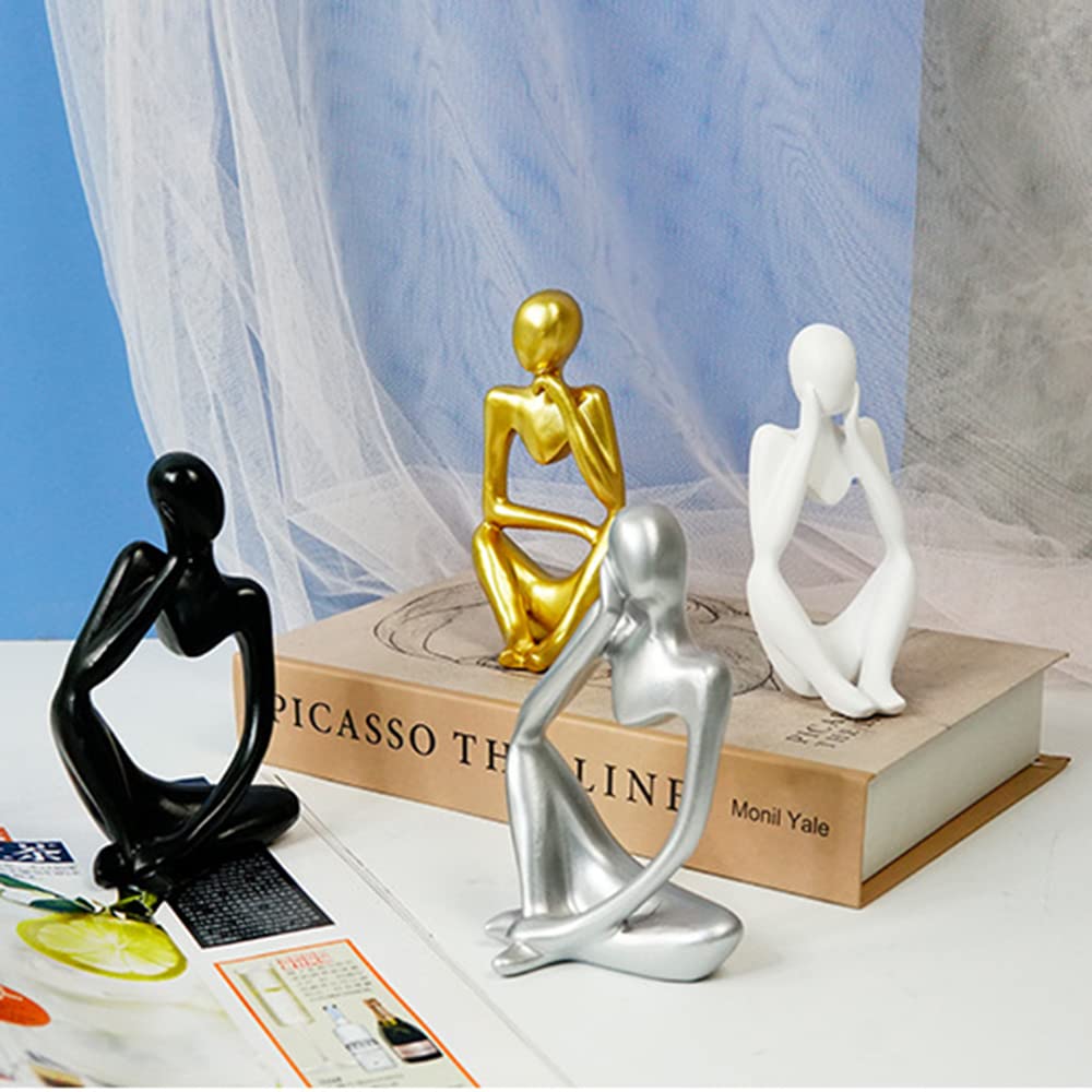 (3pcs set )Abstract Minimalist Thinker Sculptures – Black & White Set