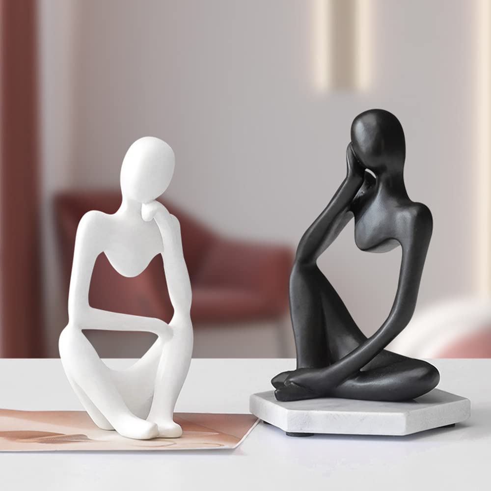 (3pcs set )Abstract Minimalist Thinker Sculptures – Black & White Set
