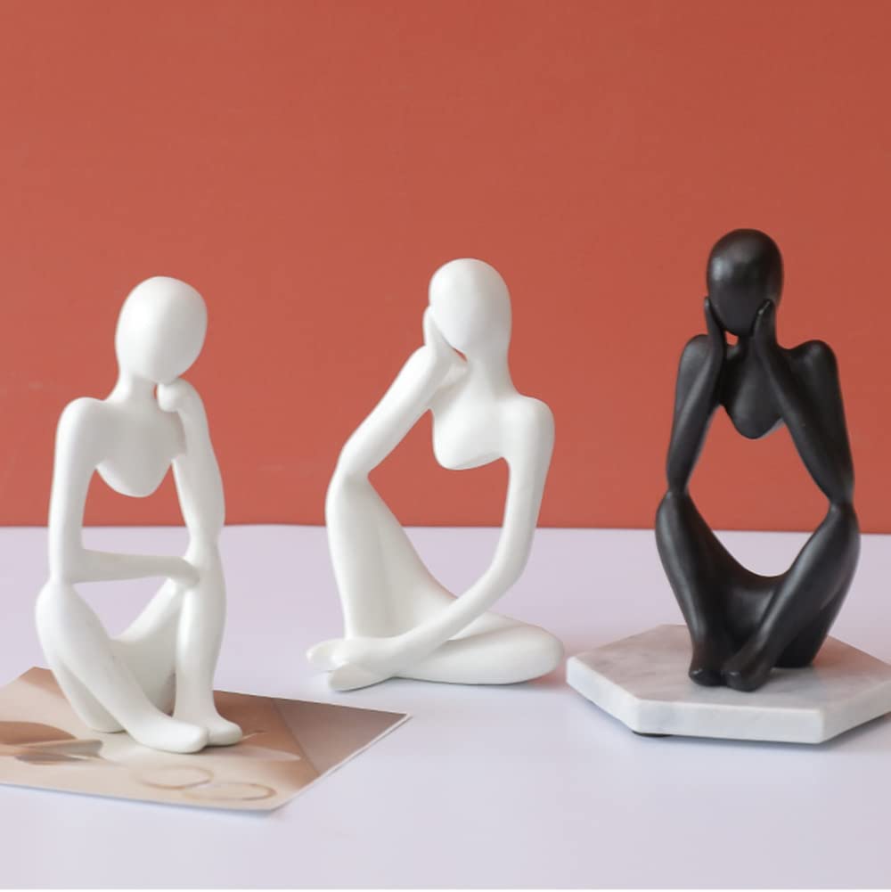 (3pcs set )Abstract Minimalist Thinker Sculptures – Black & White Set