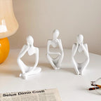 (3pcs set )Abstract Minimalist Thinker Sculptures – Black & White Set