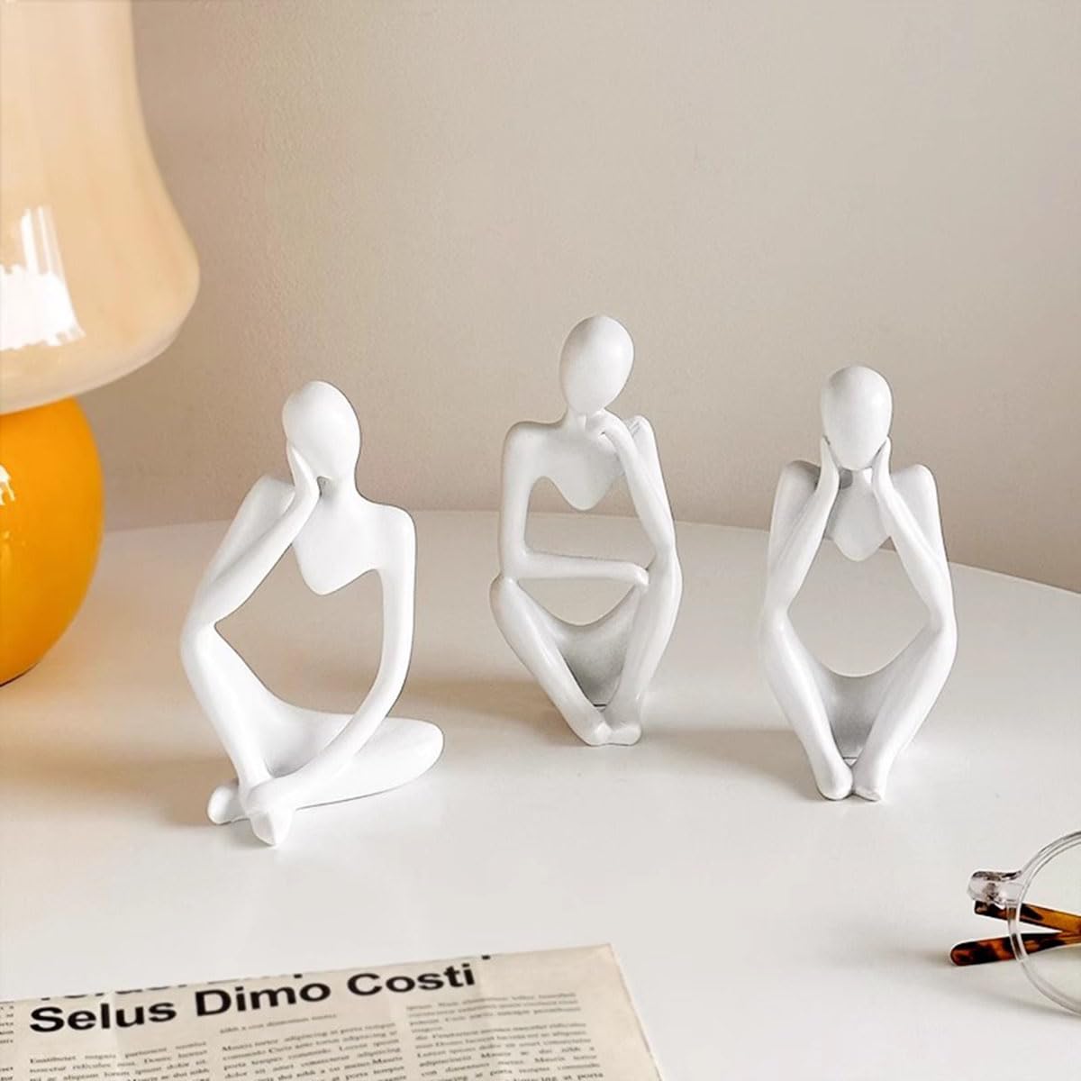 (3pcs set )Abstract Minimalist Thinker Sculptures – Black & White Set