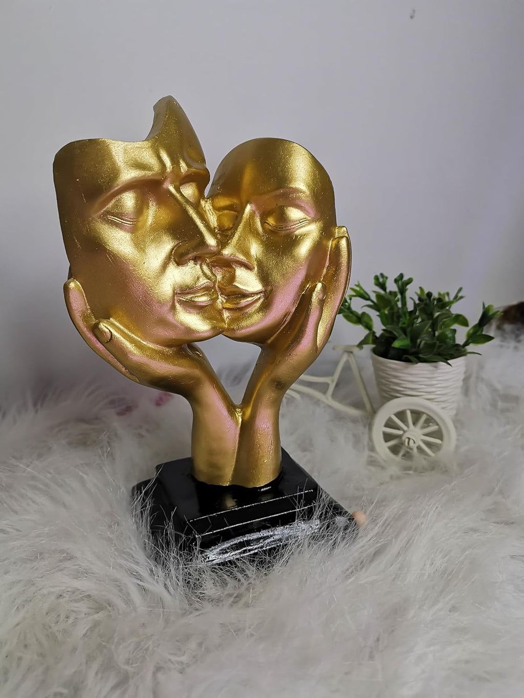 Golden Abstract Couple Sculpture