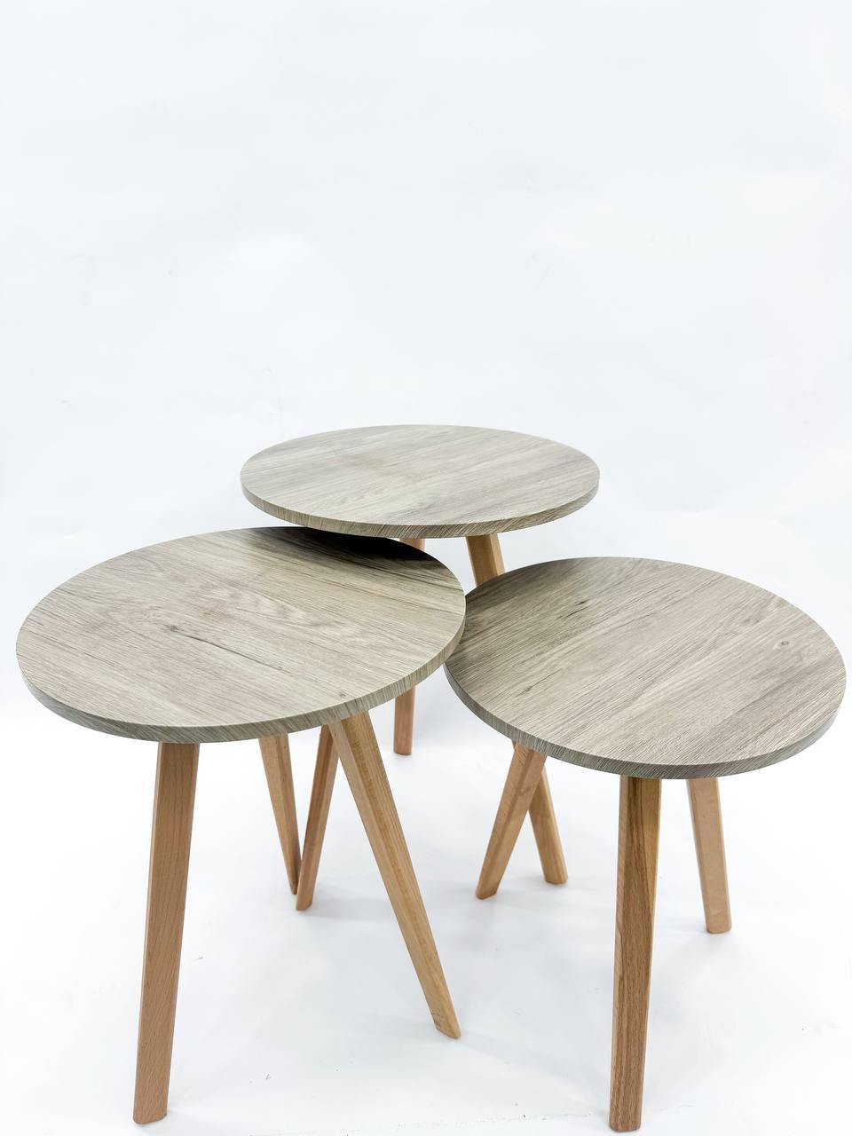 Modern Wood-Effect Nesting Tables Set
