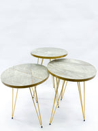 Elegant Stone-Effect Nesting Tables with Gold Accents