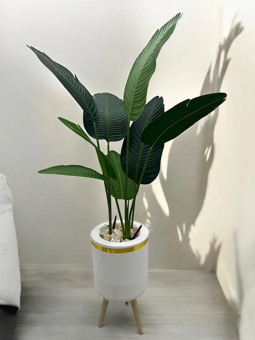 Premium Artificial Bird of Paradise Plant in Decorative White Planter