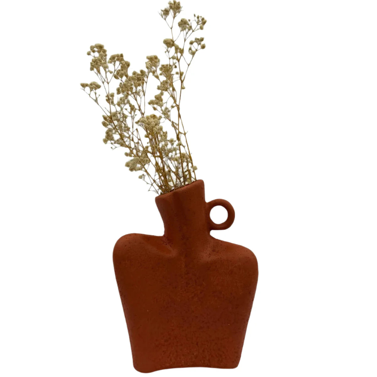 Rustic Terracotta Abstract Vase with Handle