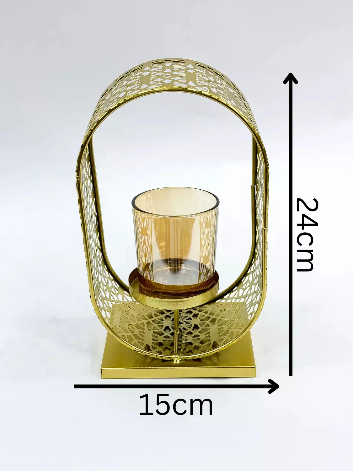 Ornate Metal and Glass Lantern Candle Holder