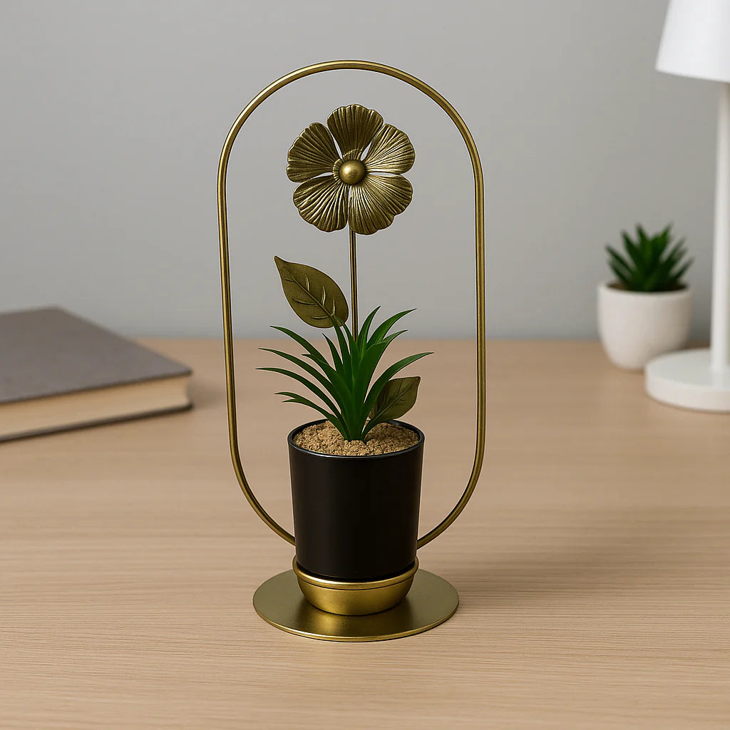 Elegant Metal Frame Floral Accent with Planter base