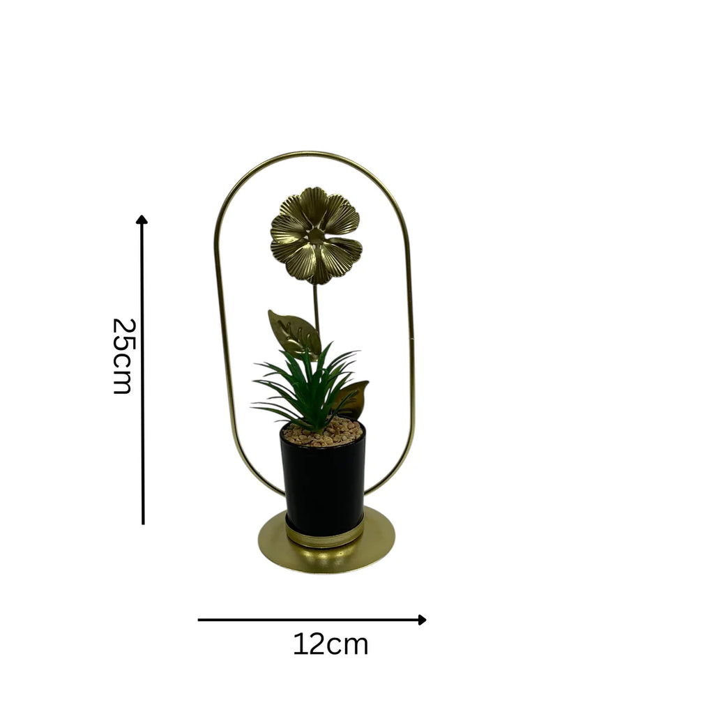 Elegant Metal Frame Floral Accent with Planter base